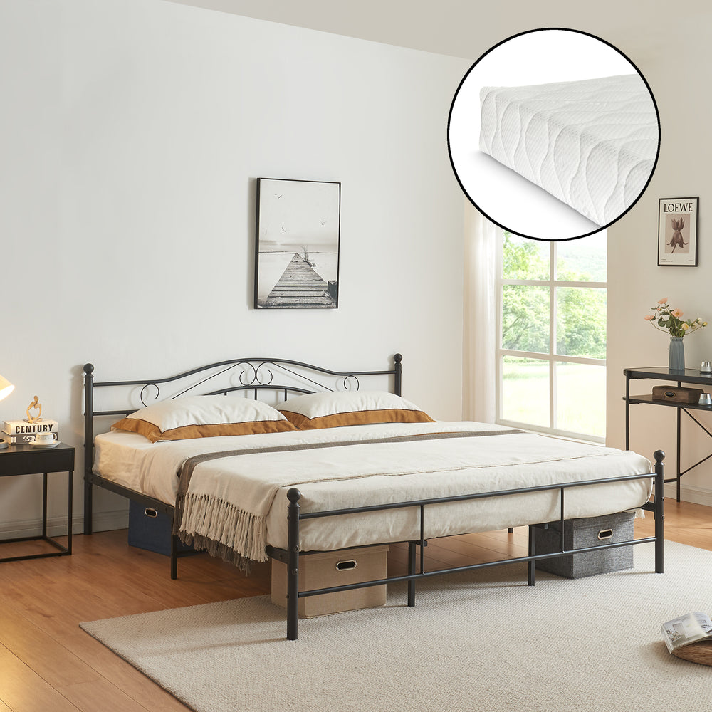Cama de metal Florenz con colchón [en.casa] - premiumXL