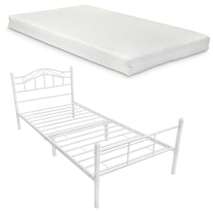 Cama de metal Florencia 90x200 cm con/sin colchón de espuma fría en varios colores en.casa