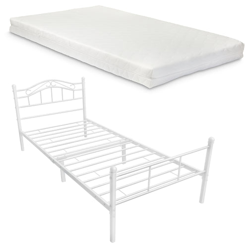 Cama de metal Florencia 90x200 cm con/sin colchón de espuma fría en varios colores en.casa