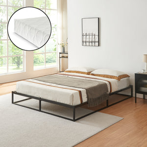 Cama de metal Trerunta con colchón acero negro [en.casa]