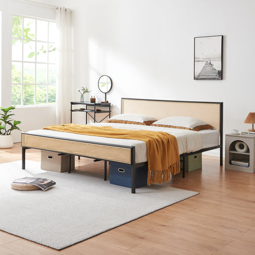 Cama de metal Linköping con cabecero rectangular [en.casa]