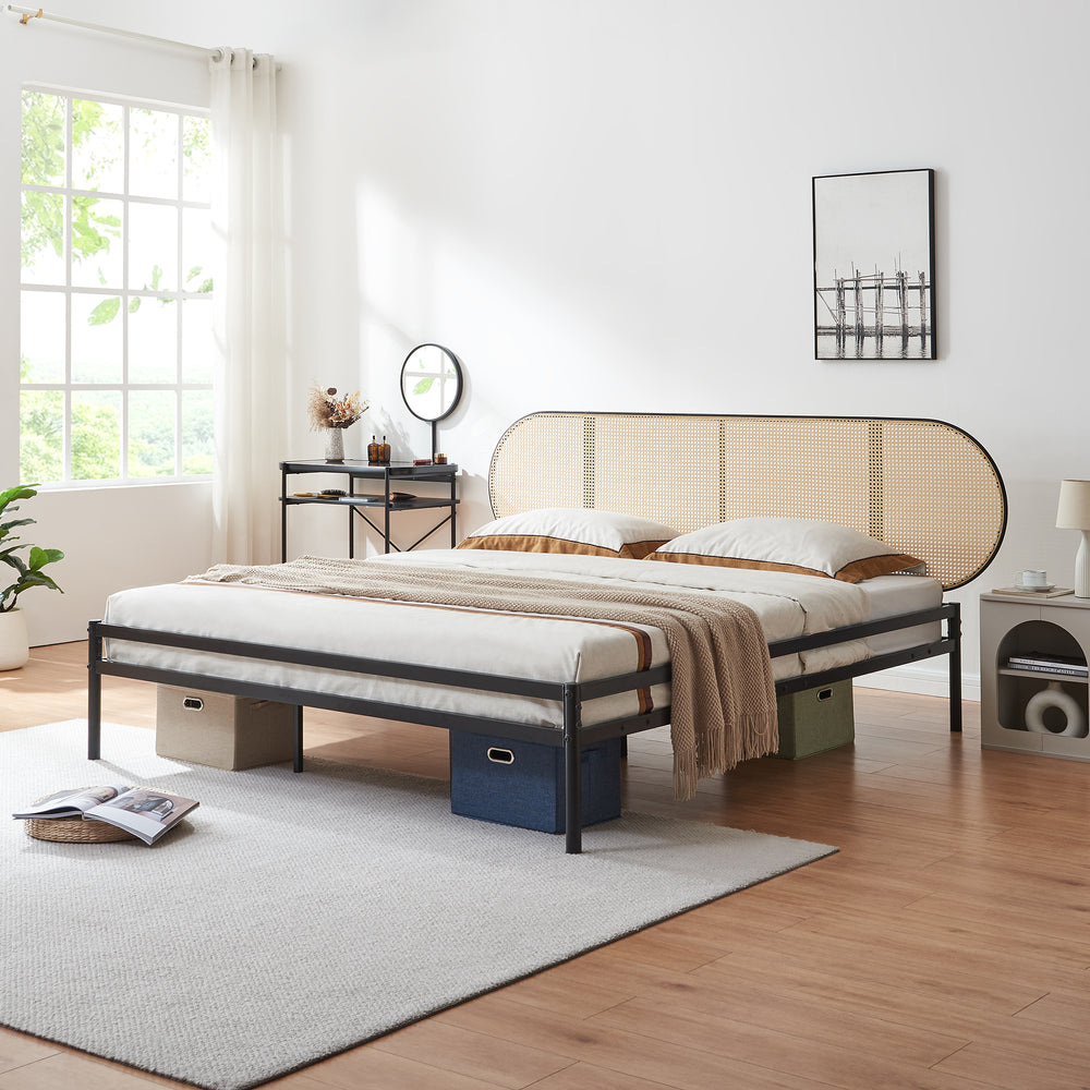 Cama de metal Linköping con cabecero ovalado [en.casa]