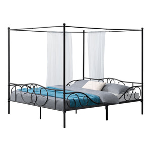 Cama con dosel Finström marco de metal con somier de lamas en varios colores y tamaños en.casa