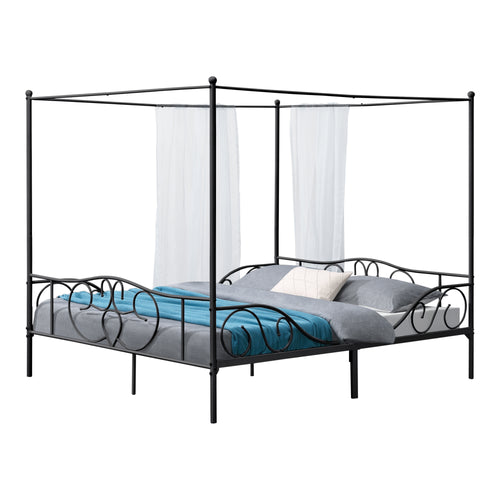Cama con dosel Finström marco de metal con somier de lamas en varios colores y tamaños en.casa