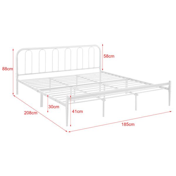 Cama de metal Hanko con colchón en varios tamaños Blanco en.casa