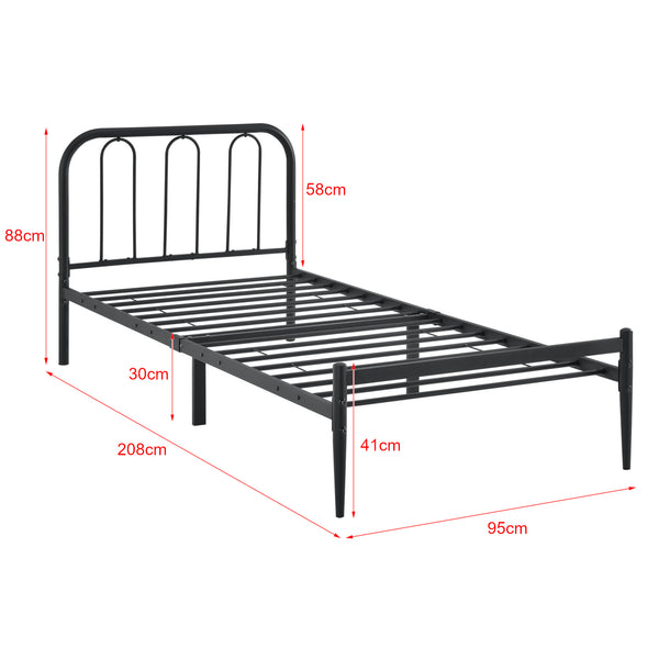 Cama de metal Hanko con colchón en varios tamaños Negro en.casa