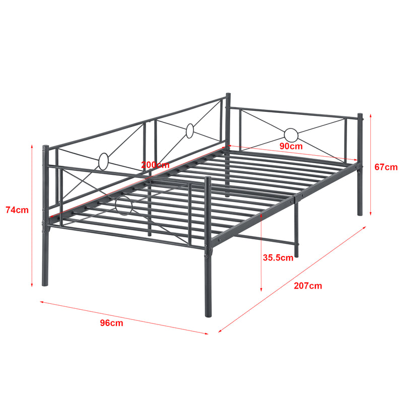 Esquema acotado Cama de metal Alvesta 90x200 cm con cabecera y piecera varios colores en.casa