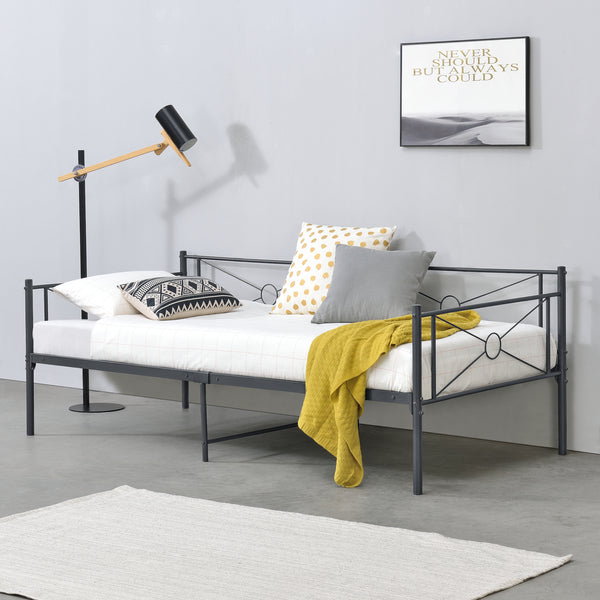 Cama de metal Alvesta 90x200 cm con cabecera y piecera varios colores en.casa
