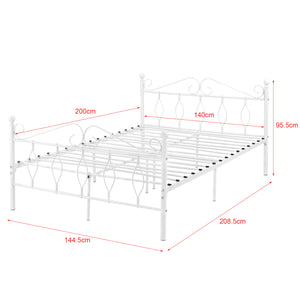 Cama de metal Apolda hasta 300 kg varios tamaños blanco [en.casa]