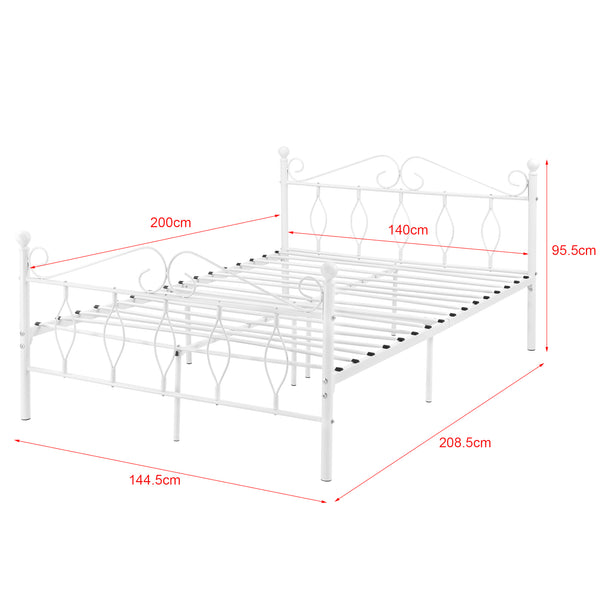 Cama de metal Apolda hasta 300 kg varios tamaños blanco [en.casa]