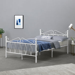 Cama de metal Apolda hasta 300 kg varios tamaños blanco [en.casa]