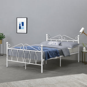 Cama de metal Apolda hasta 300 kg varios tamaños blanco [en.casa]