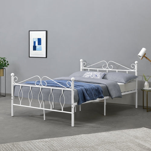 Cama de metal Apolda hasta 300 kg varios tamaños blanco [en.casa]