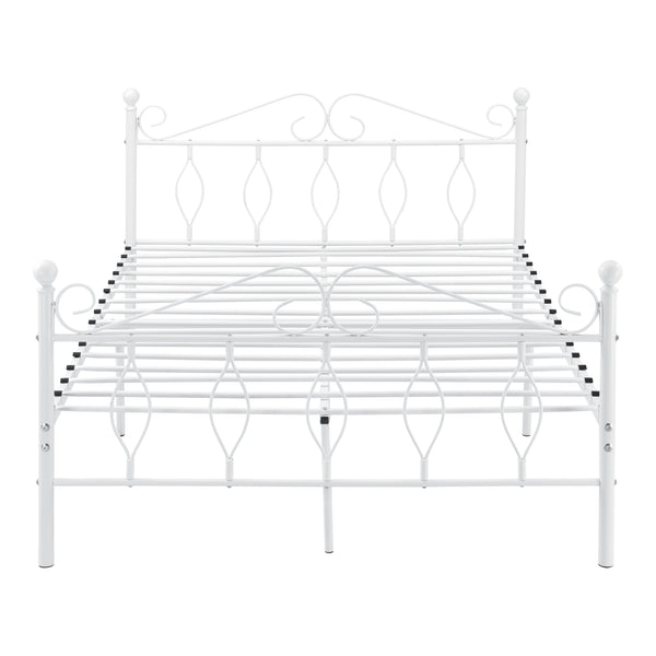 Cama de metal Apolda con colchón varios tamaños hasta 300kg Blanco [en.casa]
