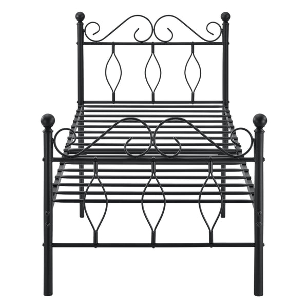 Cama de metal Apolda con colchón de espuma fría en varios tamaños Negro en.casa