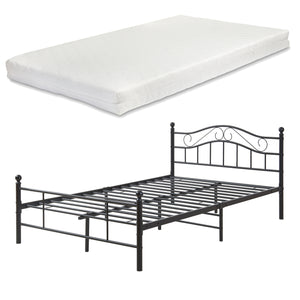 Cama individual Florenz con cabecero y somier metal 120x200 [en.casa]