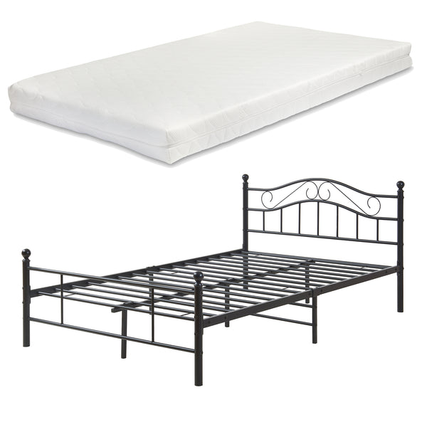 Cama individual Florenz con cabecero y somier metal 120x200 [en.casa]