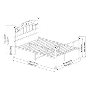 Cama individual Florenz con cabecero y somier metal 120x200 [en.casa]