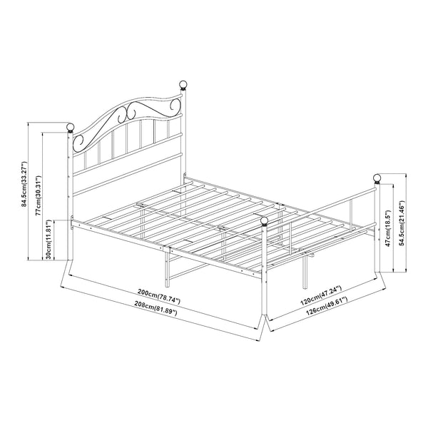 Cama individual Florenz con cabecero y somier metal 120x200 [en.casa]