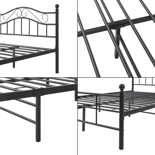 Cama individual Florenz con cabecero y somier metal 120x200 [en.casa]