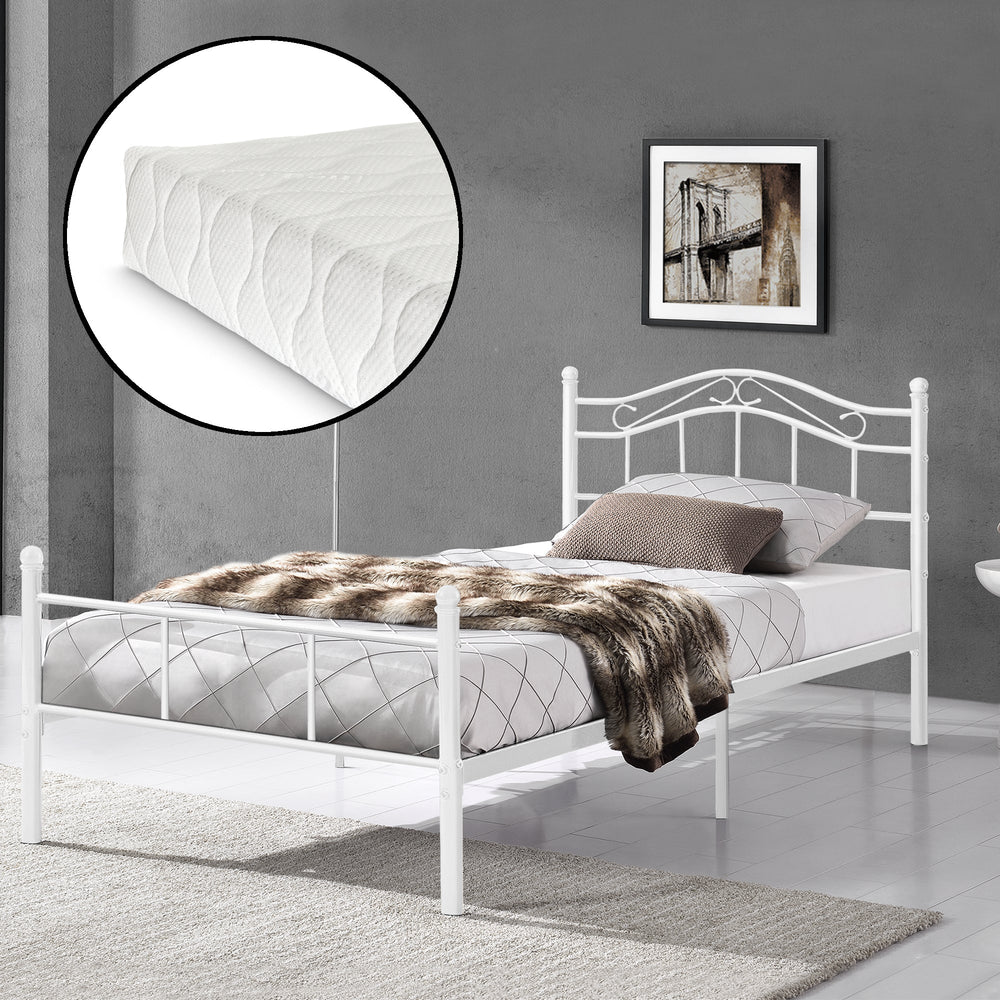 Cama de metal Florenz 120x200 cm con/sin colchón de espuma fría varios colores [en.casa] - premiumXL
