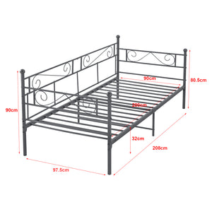 Cama Simple Kreava Reposacabezas y Reposapiés Metal 90x200cm [en.casa]
