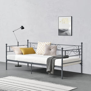 Cama Simple Kreava Reposacabezas y Reposapiés Metal 90x200cm [en.casa]