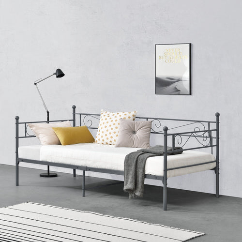 Cama Simple Kreava Reposacabezas y Reposapiés Metal 90x200cm [en.casa]