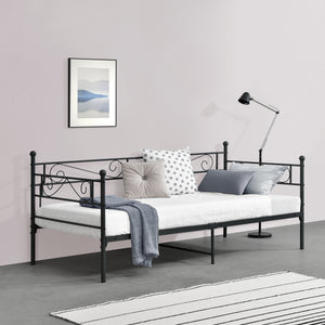 Cama Simple Kreava Reposacabezas y Reposapiés Metal 90x200cm [en.casa]