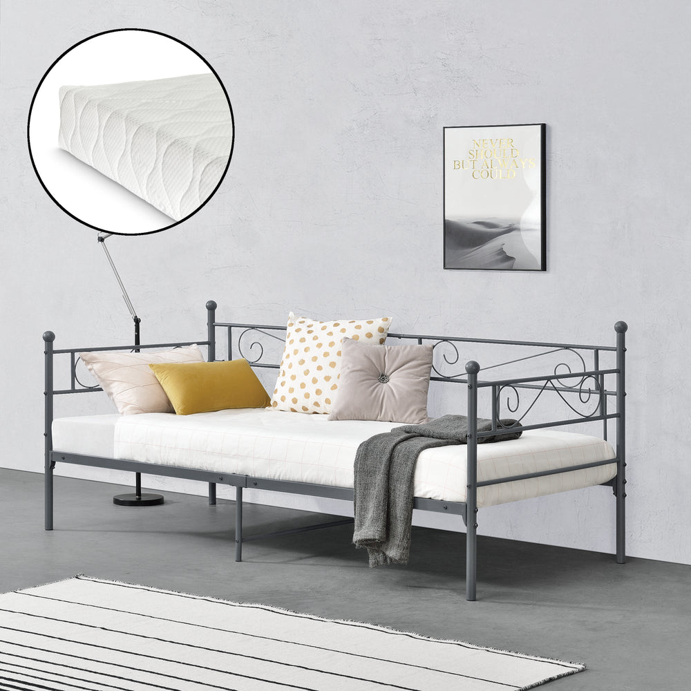 Cama de metal Kerava 90x200 cm con colchón de espuma fría varios colores en.casa - premiumXL