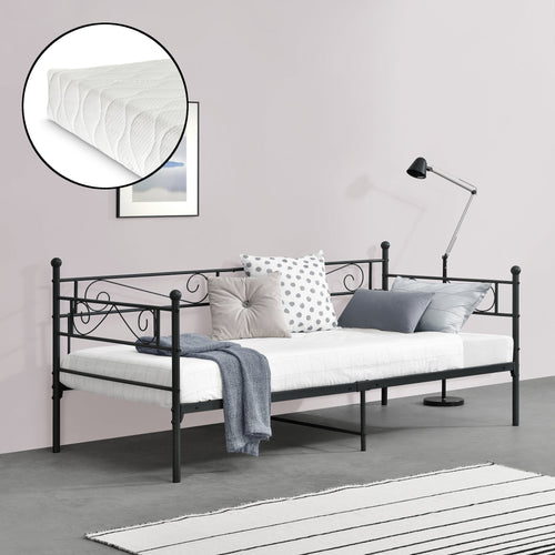 Cama de metal Kerava 90x200 cm con colchón de espuma fría varios colores en.casa