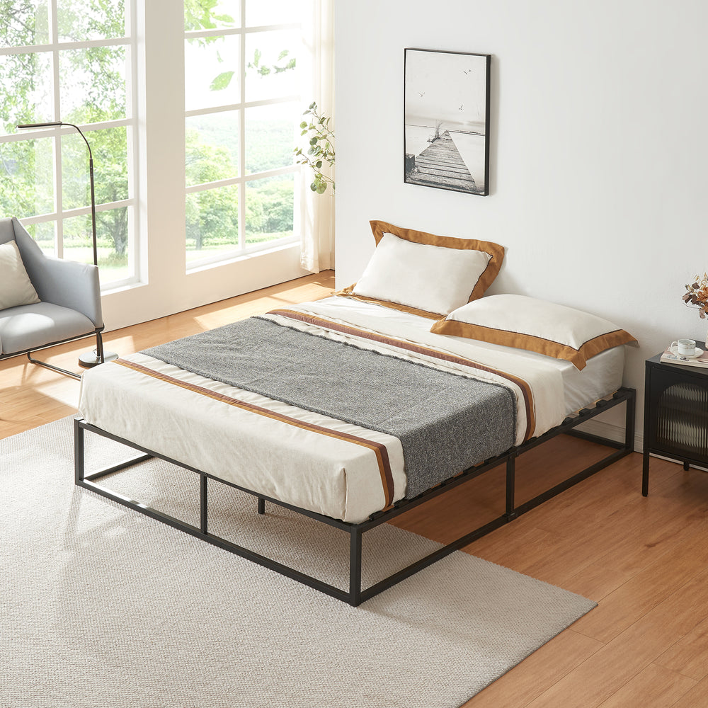 Cama de metal Kreta con colchón de espuma fría negro en varias medidas [en.casa] - premiumXL