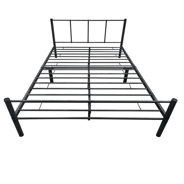 Cama de metal Laos con colchón negro [en.casa]