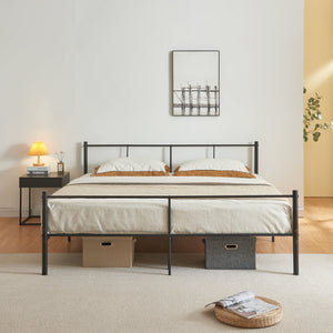 Cama de metal Laos con colchón negro [en.casa]