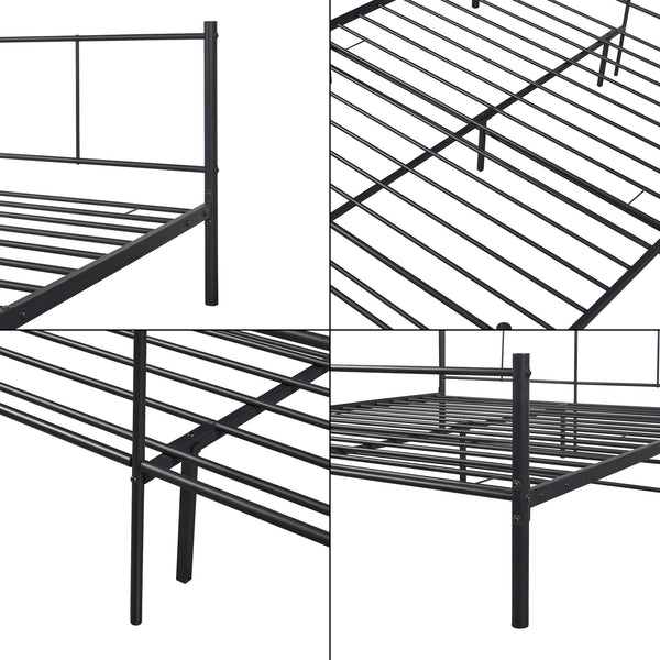 Cama de metal Laos con colchón negro [en.casa]
