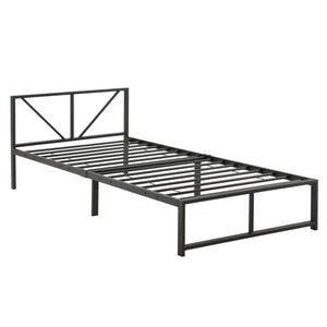 Cama de metal Meran acero negro [en.casa]