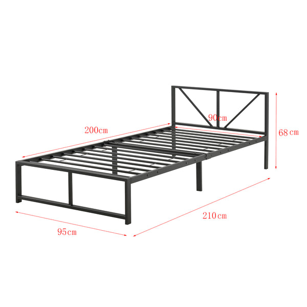 Cama de metal Meran acero negro [en.casa]