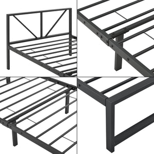 Cama de metal Meran acero negro [en.casa]