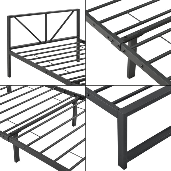 Cama de metal Meran acero negro [en.casa]