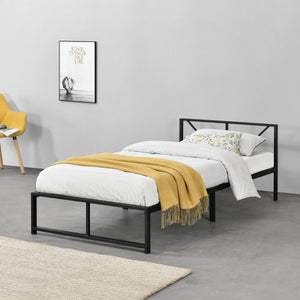 Cama de metal Meran acero negro [en.casa]