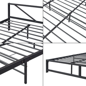 Cama de metal Meran con colchón acero negro [en.casa]