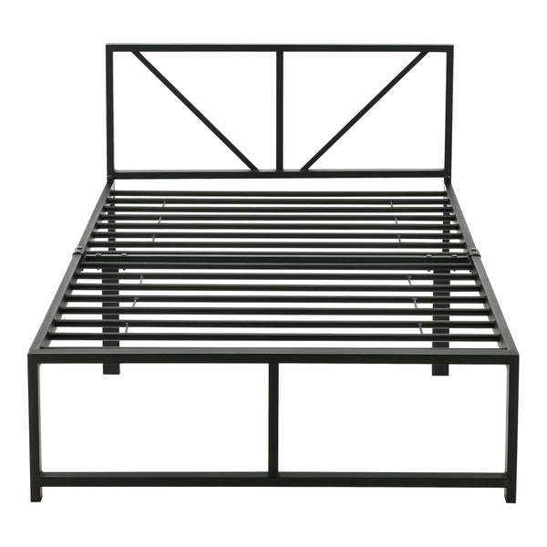 Cama de metal Meran con colchón acero negro [en.casa]
