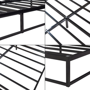 Cama de metal Trerunta con colchón acero negro [en.casa]