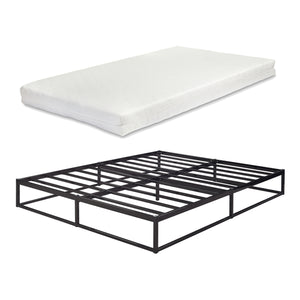 Cama de metal Trerunta con colchón acero negro [en.casa]