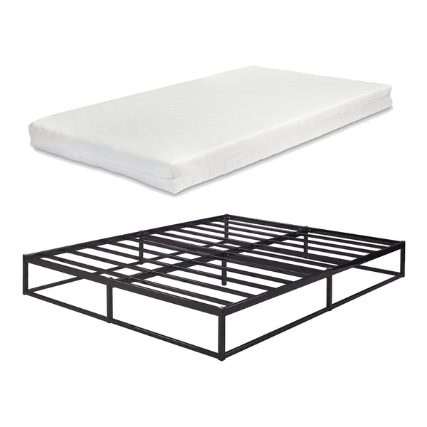 Cama de metal Trerunta con colchón acero negro [en.casa]