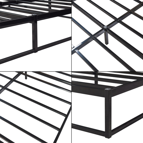 Cama de metal Trerunta con colchón acero negro [en.casa]