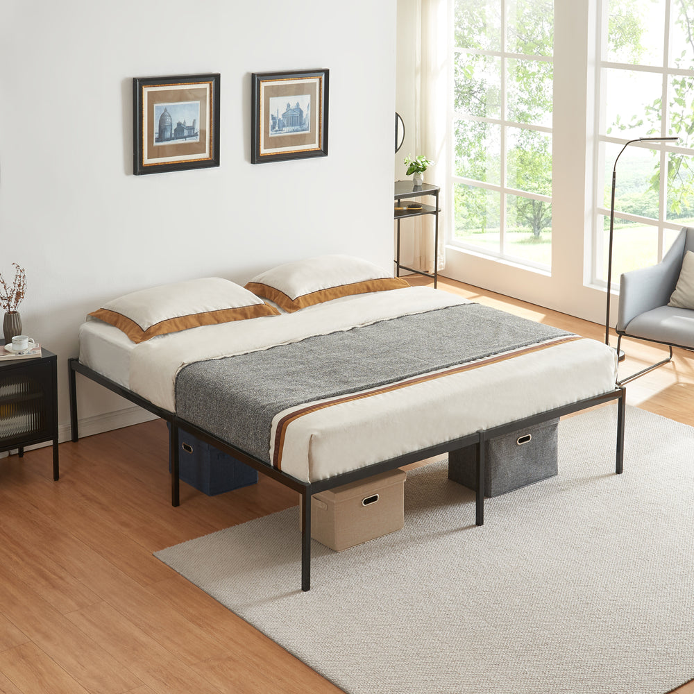 Cama de metal Vårdö con colchón [en.casa]