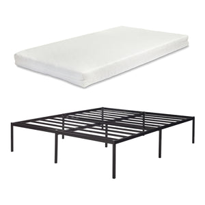 Cama de metal Vårdö con colchón [en.casa]