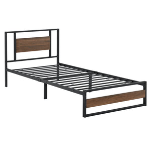 Cama de metal Villach en varios tamaños Negro con aspecto de nogal [en.casa]