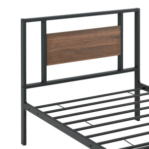 Cama de metal Villach en varios tamaños Negro con aspecto de nogal [en.casa]